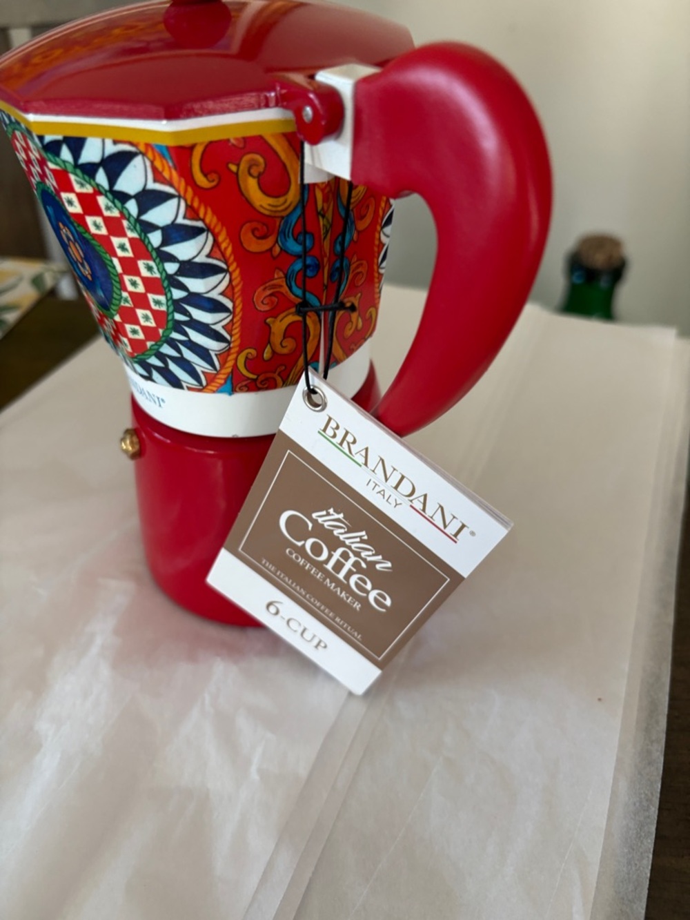 Brandani Italian Style Espresso/coffee/Moka Pot 6 Cup Red Carriage Design - Picture 4 of 9